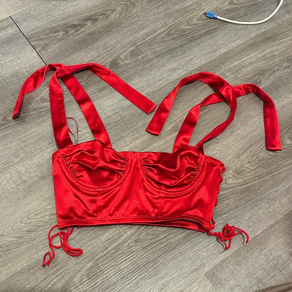 Adika Vibrant Red Satin Top